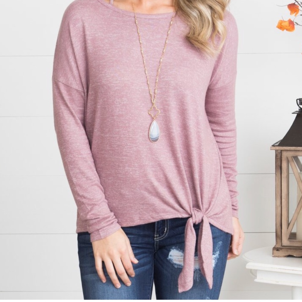 Mauve long sleeve knot top